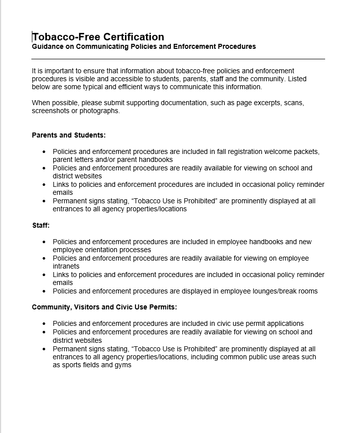 Thumbnail of Sample Guidance on Communicating Policies and Enforcement Procedures